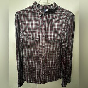 Men’s Red Plaid Divided H&M Button-Down Shirt Size Small S